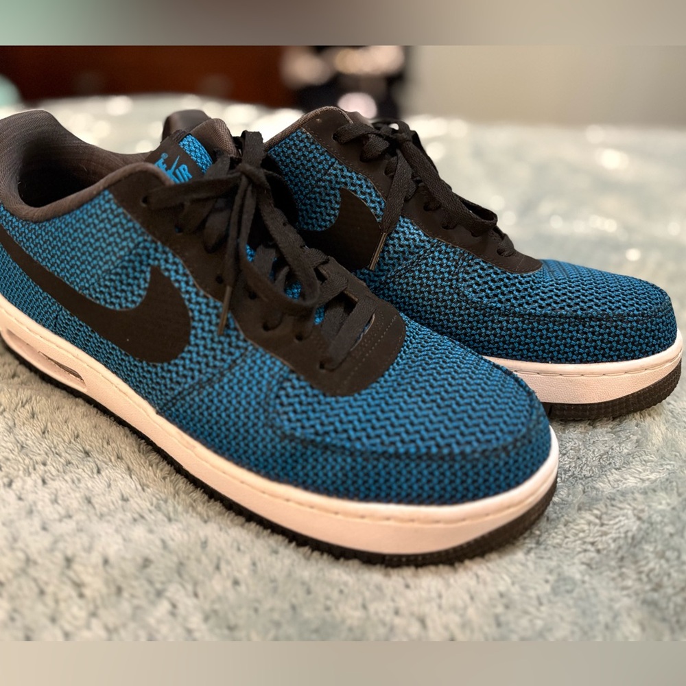 Nike Air Force 1 Elite Blue Knit TXT, Blue Black, Mens Size 11.5 725144-400